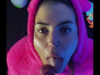 Femboy in pajamas drinking milk from BBC